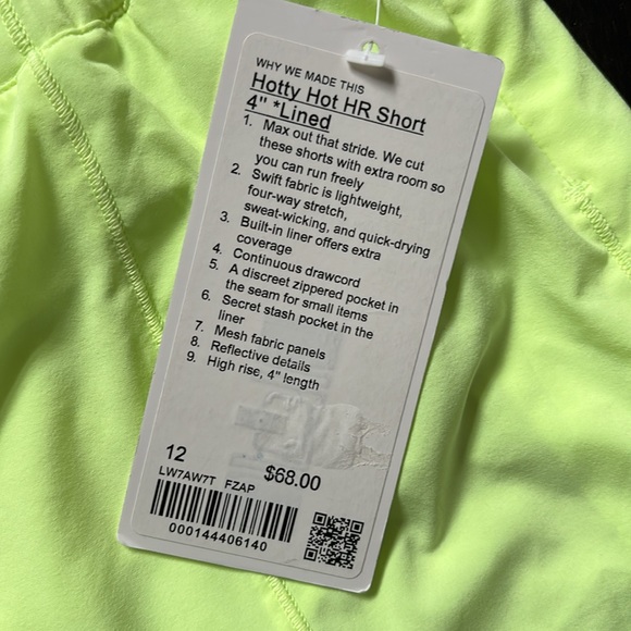 lululemon HOTTY HOT HR SHORTS 4” in FADED ZAP SZ 12 NWT - Picture 6 of 8